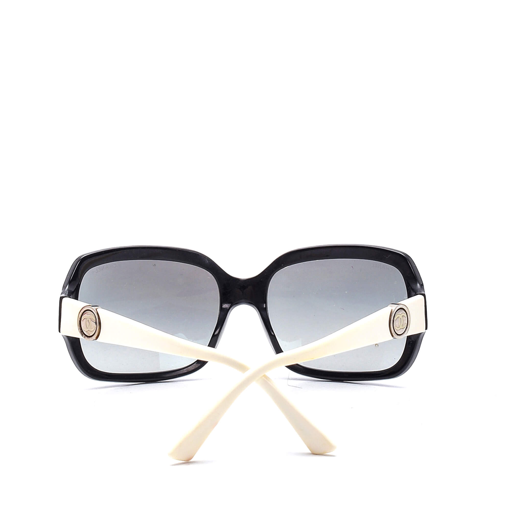 Chanel - Black Acetate and White CC Logo Sunglasses 